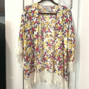 ZARA FLORAL KIMONO CARDI, SIZE MEDIUM